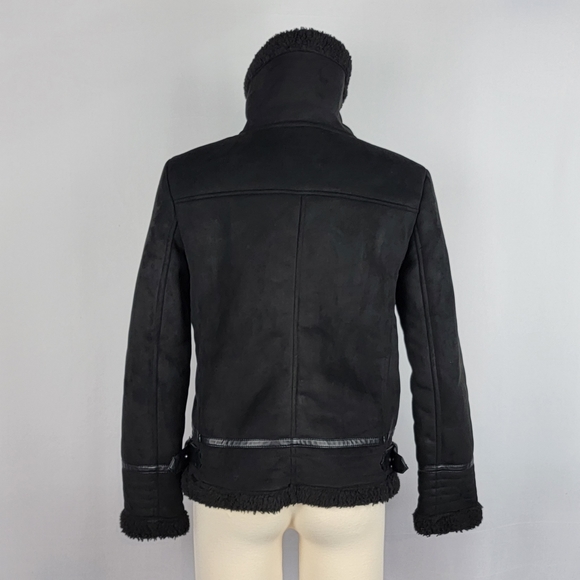 ZARA FAUX SUEDE DOUBLE FACED LONG JACKET BLACK US WOMEN'S SMALL - Picture 9 of 16